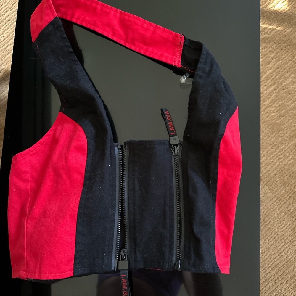 I.AM.GIA moto halter crop top
